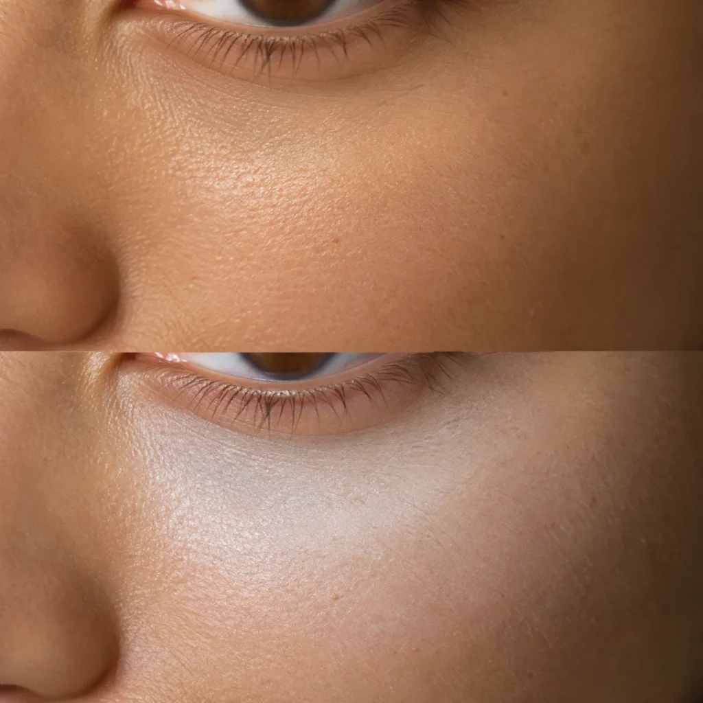 The pale cast that SPF products leave under a camera flash